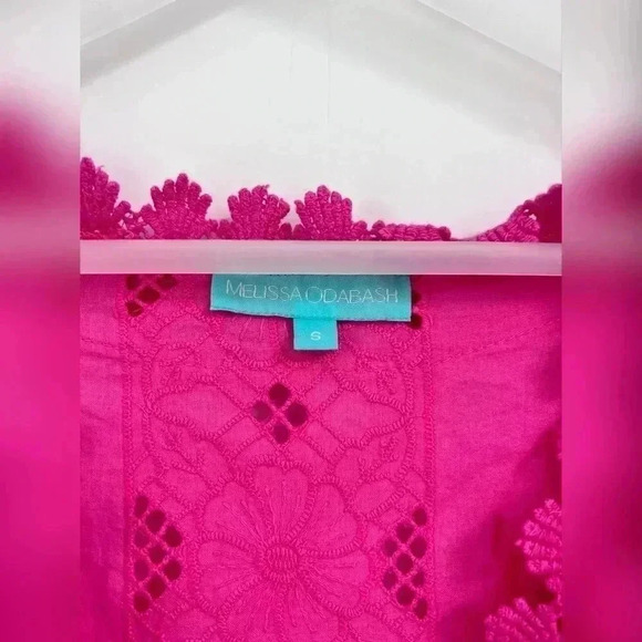 MELISSA ODABASH Victoria broderie anglaise cotton mini dress Barbiecore - Picture 4 of 6